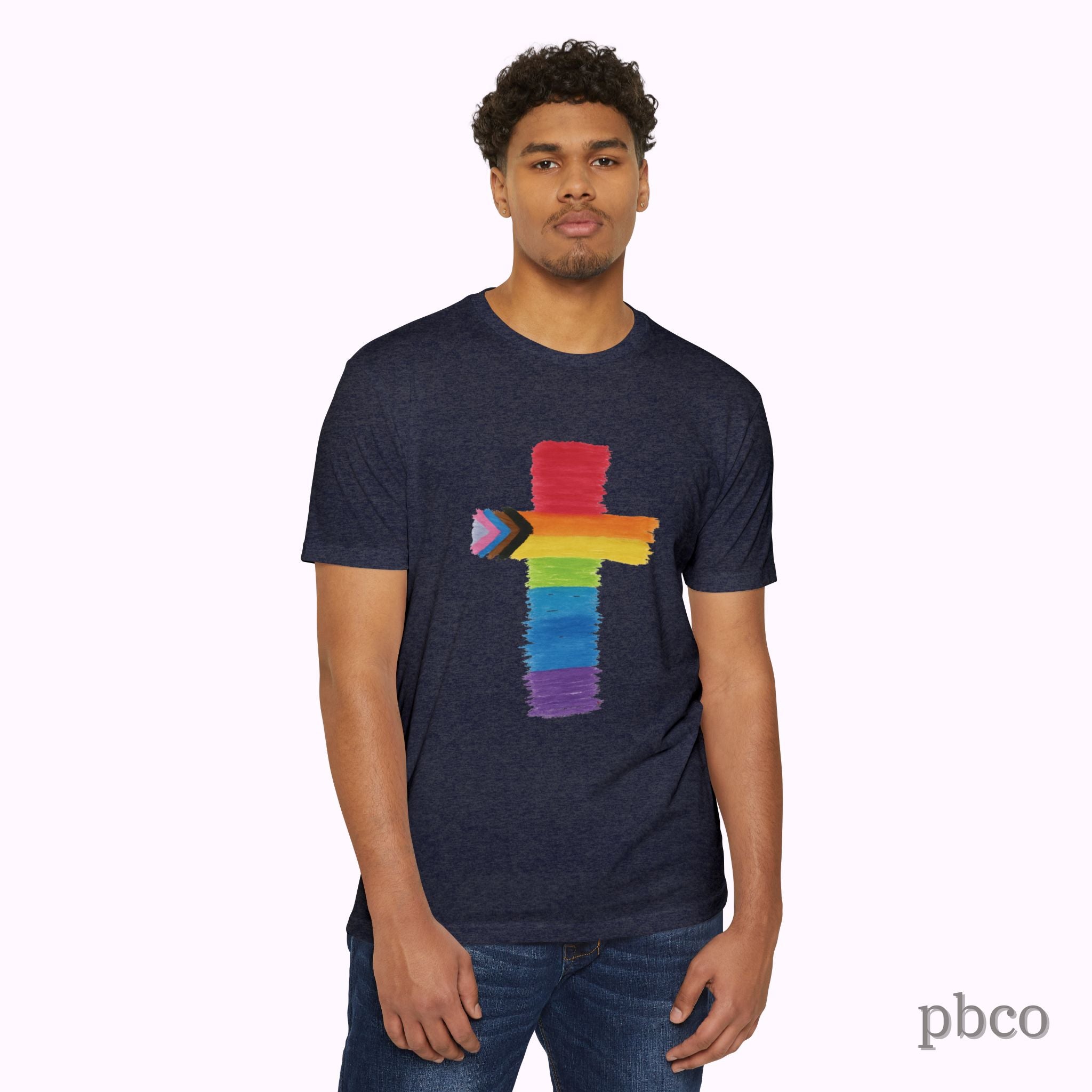 Inclusion Cross T-Shirt | Progress Pride | Affirming Faith