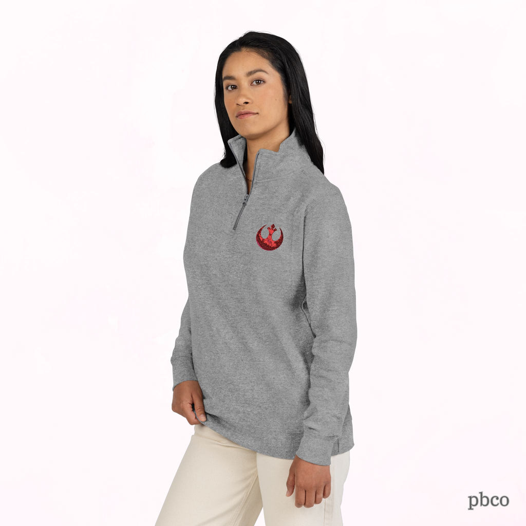 Embroidered Rebel Emblem Quarter-Zip Pullover