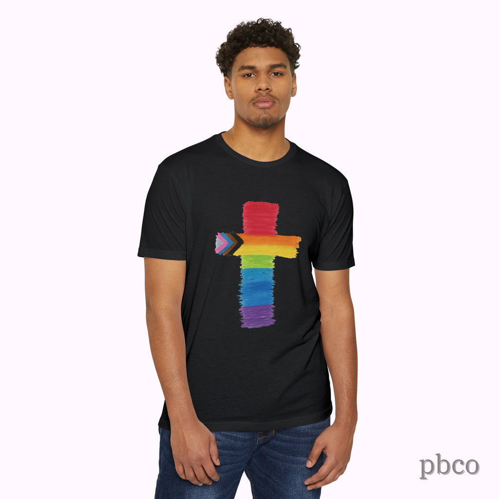Inclusion Cross T-Shirt | Progress Pride | Affirming Faith