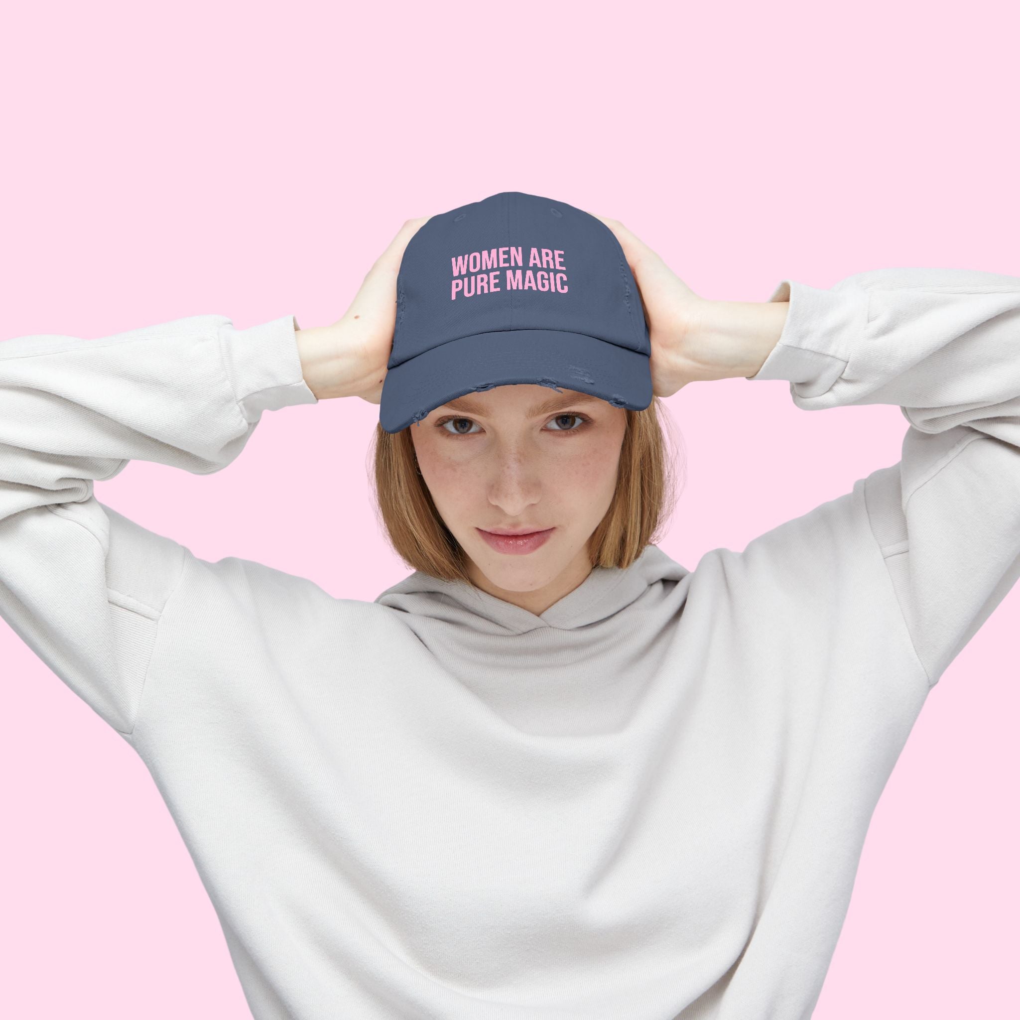 'Women Are Pure Magic Hat' Distressed Vintage Cotton Cap