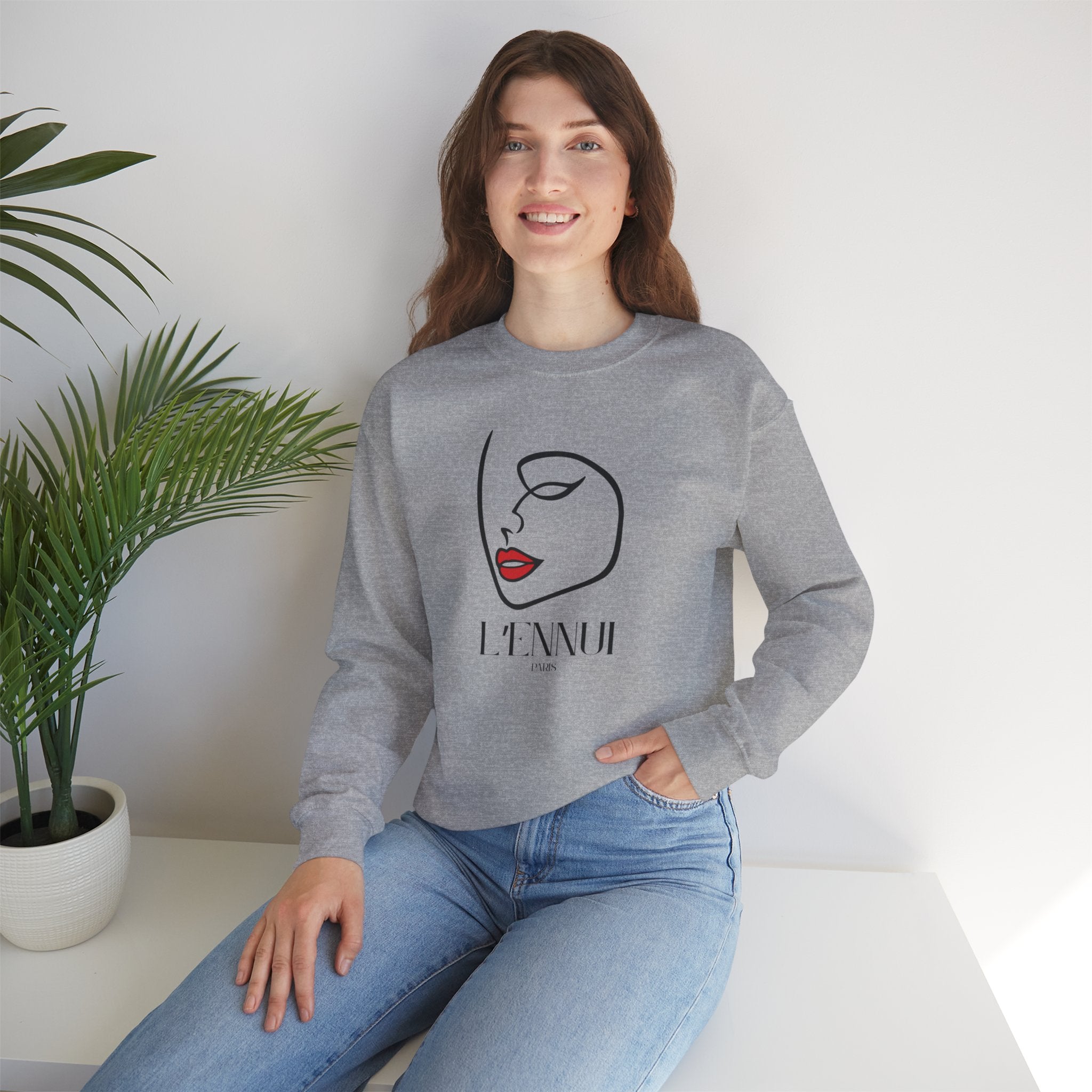 L'ENNUI Red Lip Graphic Crewneck Sweatshirt