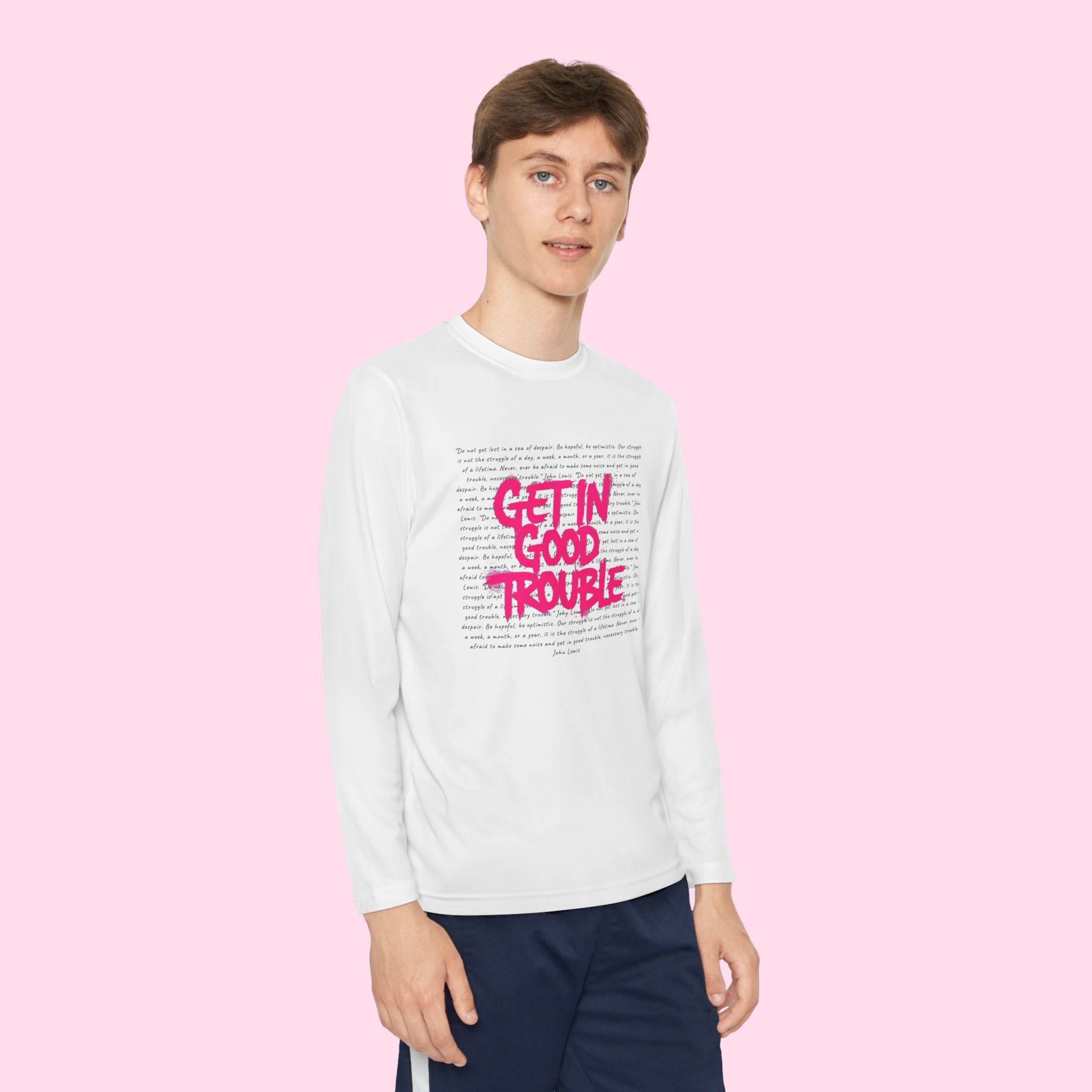 Kids Long Sleeve Graphic Tee 'Get in Good Trouble'
