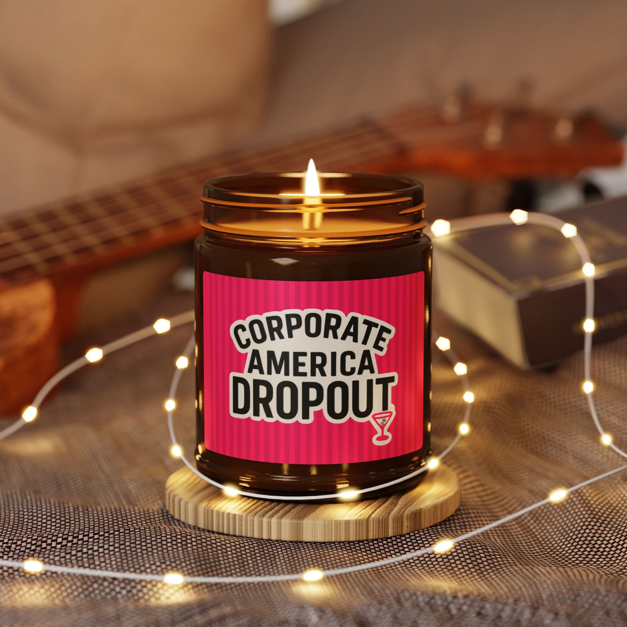'Corporate America Dropout' Scented Soy Candle - Amber Jar (Aromatherapy Gift)