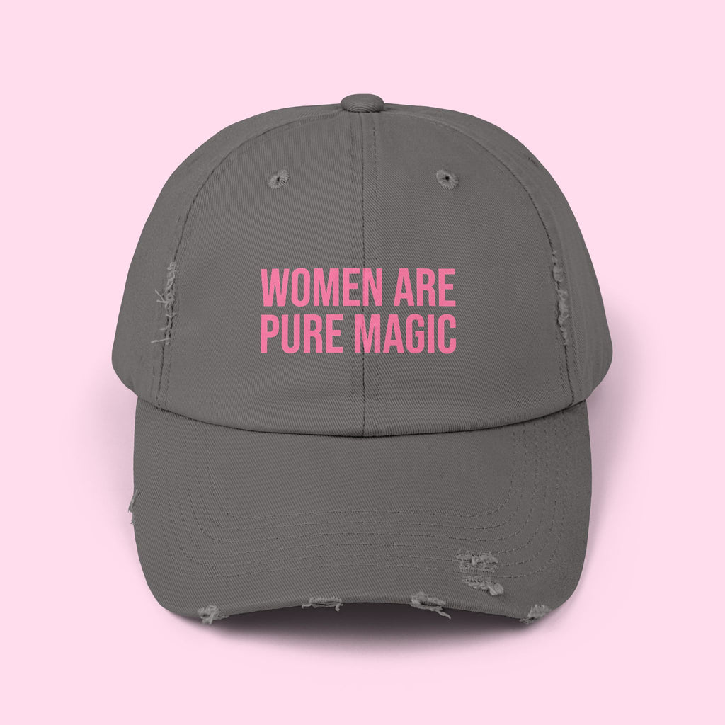 'Women Are Pure Magic Hat' Distressed Vintage Cotton Cap