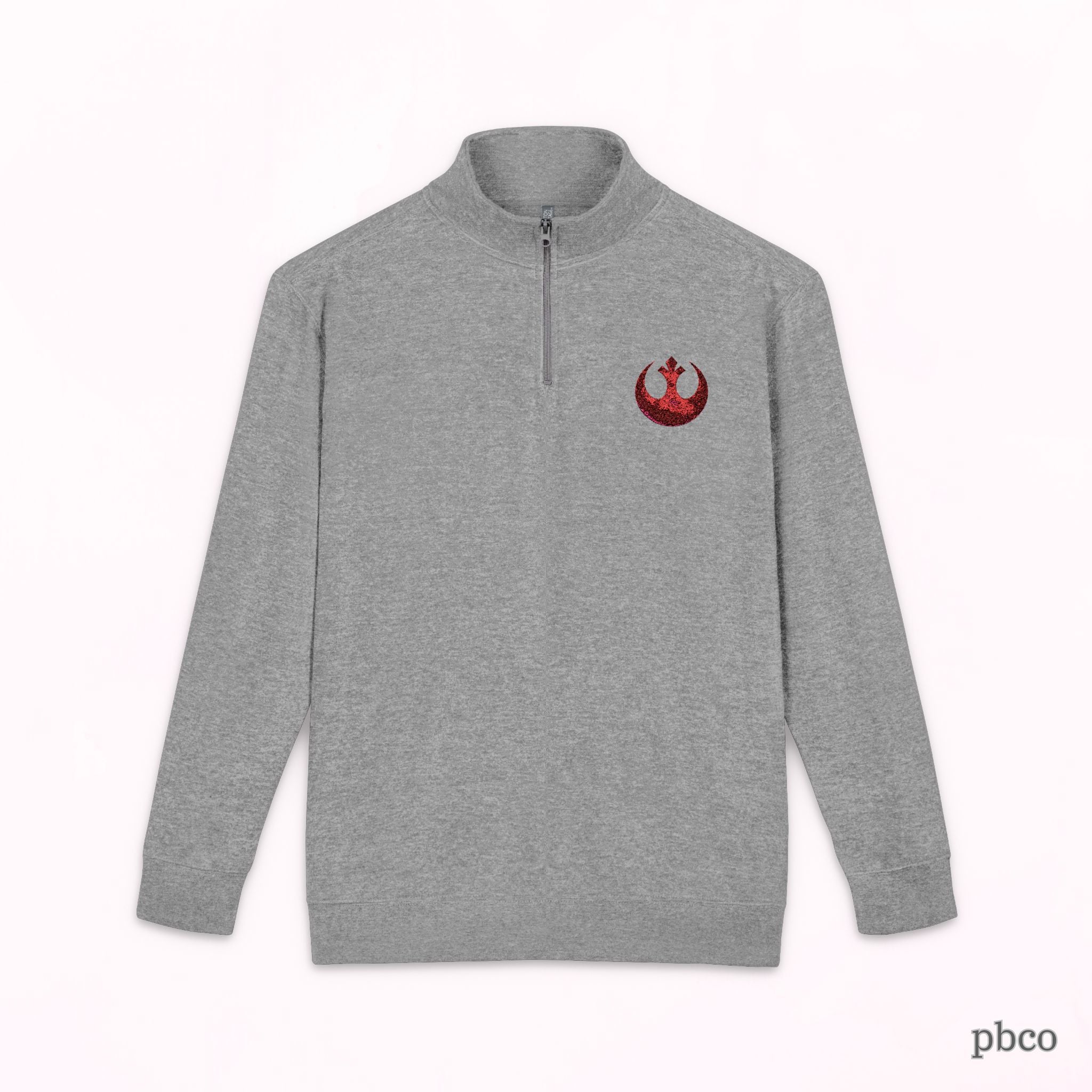 Embroidered Rebel Emblem Quarter-Zip Pullover