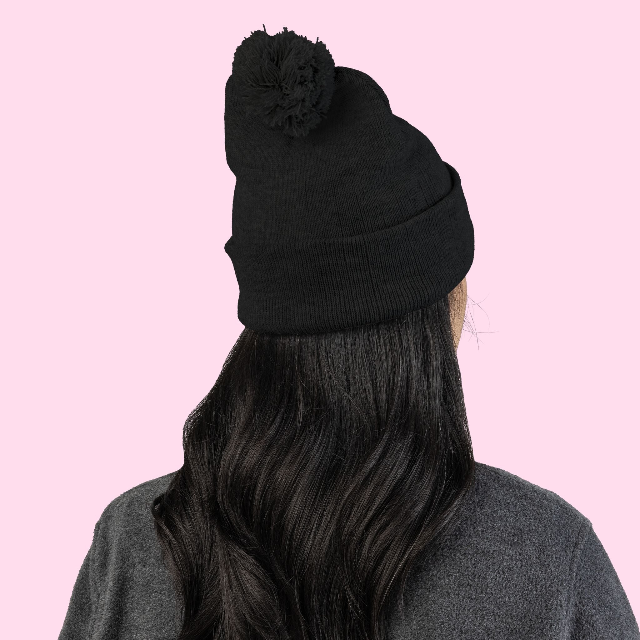 Pom-Pom Knit Cap - Embroidered 'Get in Good Trouble' Beanie