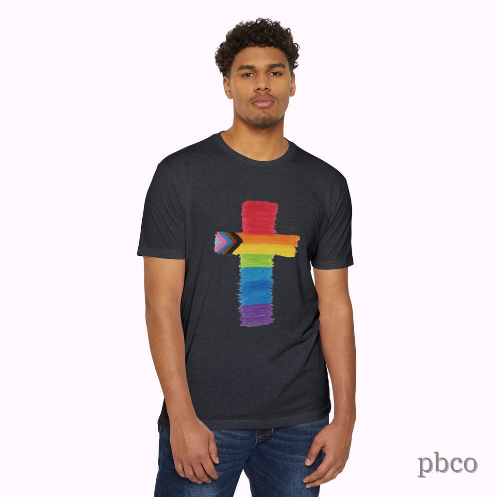 Inclusion Cross T-Shirt | Progress Pride | Affirming Faith