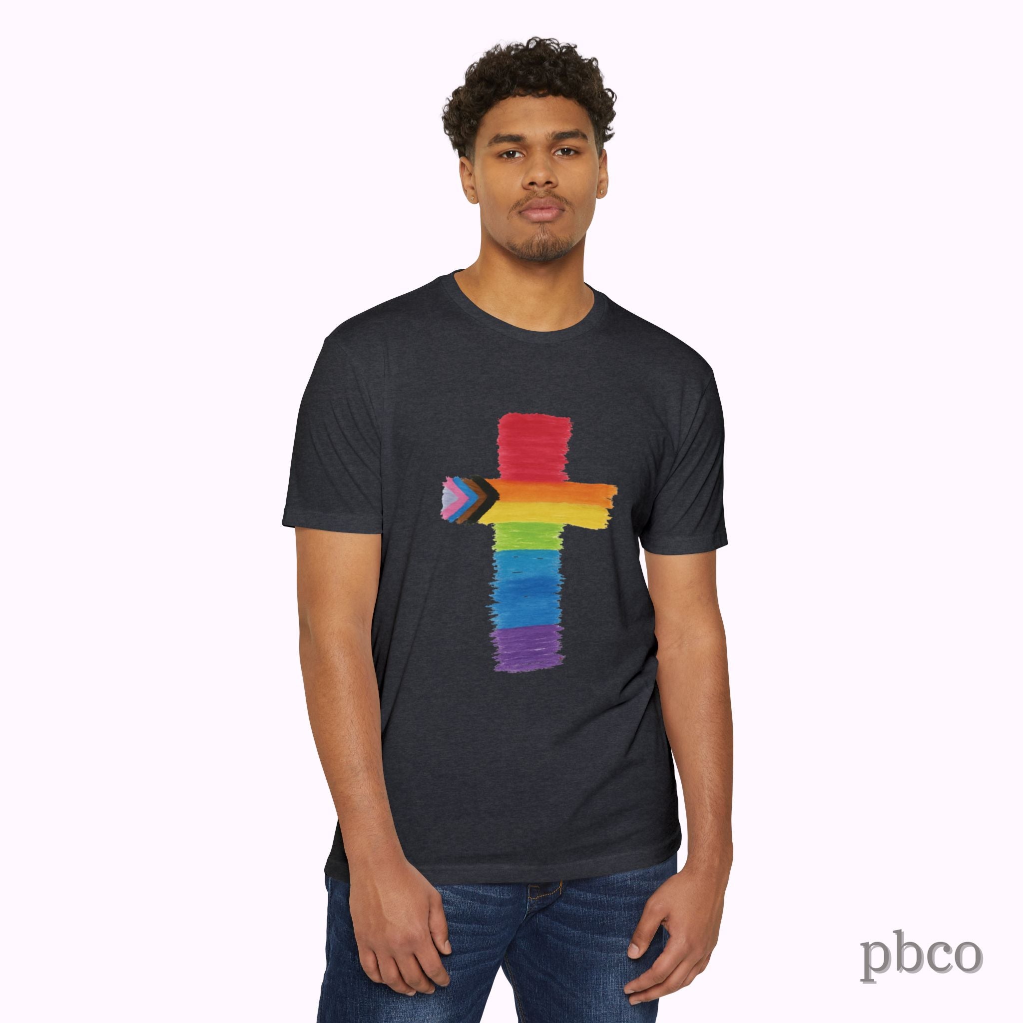 Inclusion Cross T-Shirt | Progress Pride | Affirming Faith