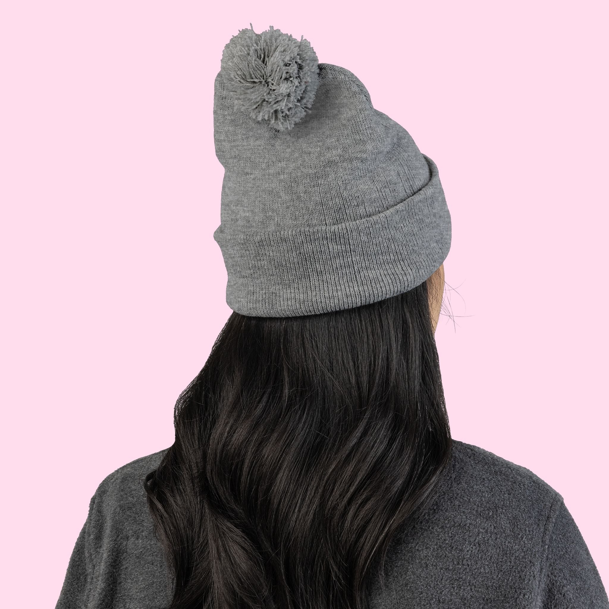 Pom-Pom Knit Cap - Embroidered 'Get in Good Trouble' Beanie