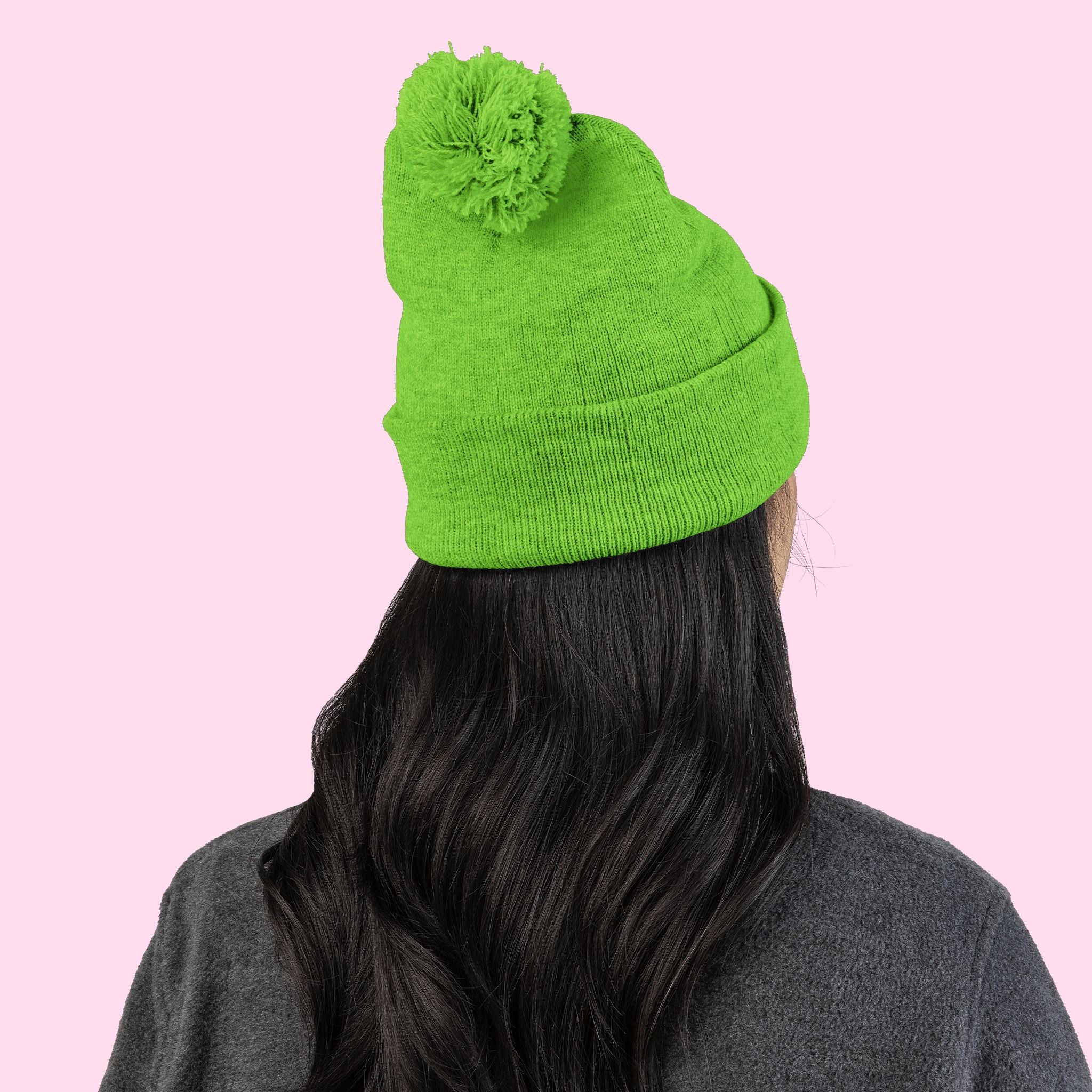 Pom-Pom Knit Cap - Embroidered 'Get in Good Trouble' Beanie