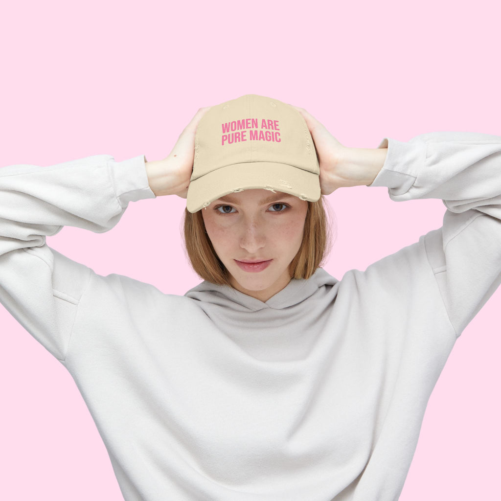 'Women Are Pure Magic Hat' Distressed Vintage Cotton Cap