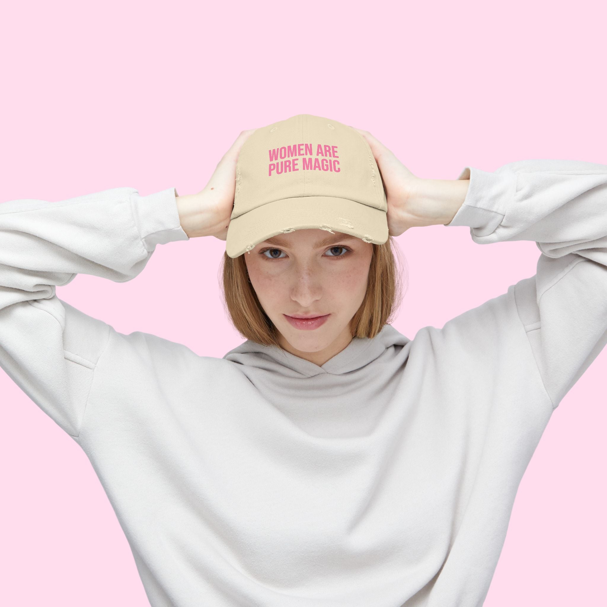 'Women Are Pure Magic Hat' Distressed Vintage Cotton Cap