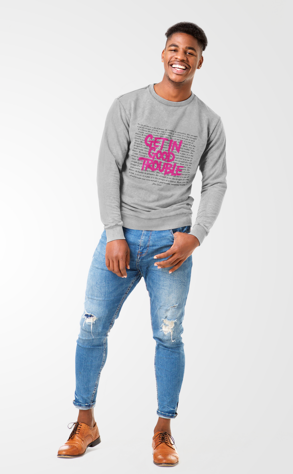 Crewneck Graphic Sweatshirt 'Get in Good Trouble'