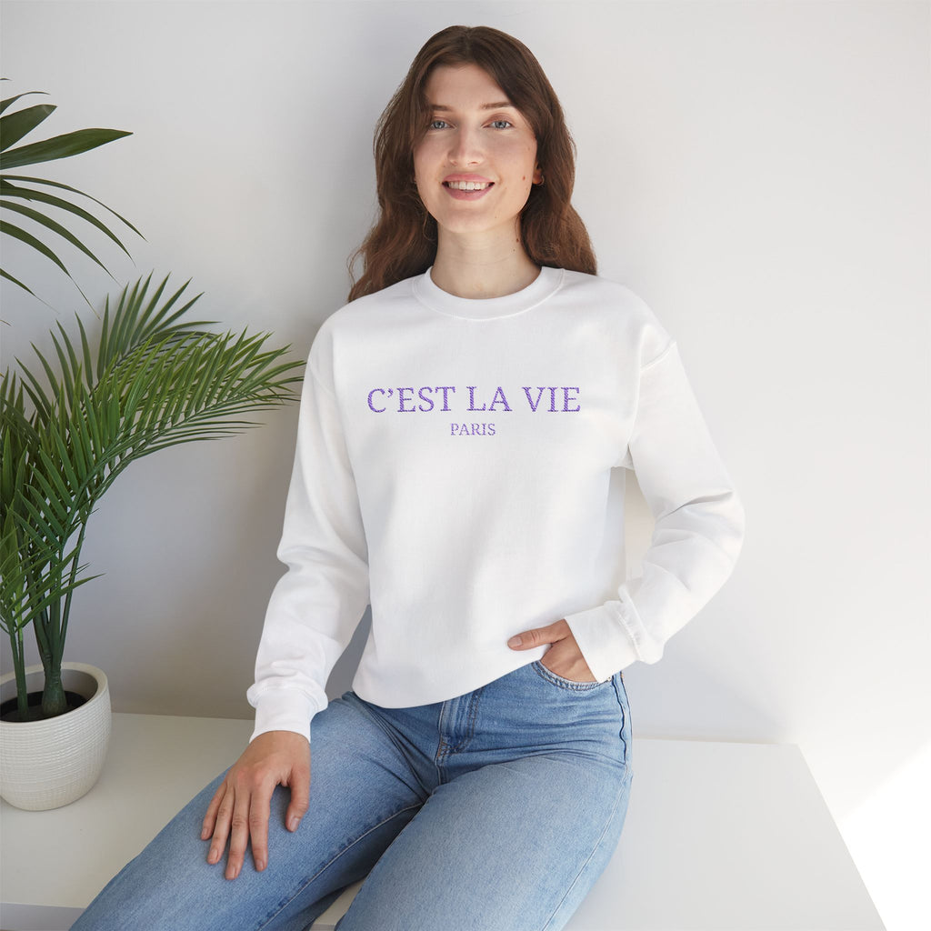 C'est La Vie Paris Crewneck Sweatshirt — Casual French Phrase Pullover
