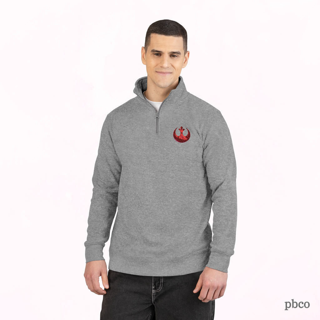 Embroidered Rebel Emblem Quarter-Zip Pullover