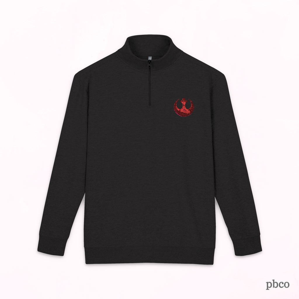 Embroidered Rebel Emblem Quarter-Zip Pullover