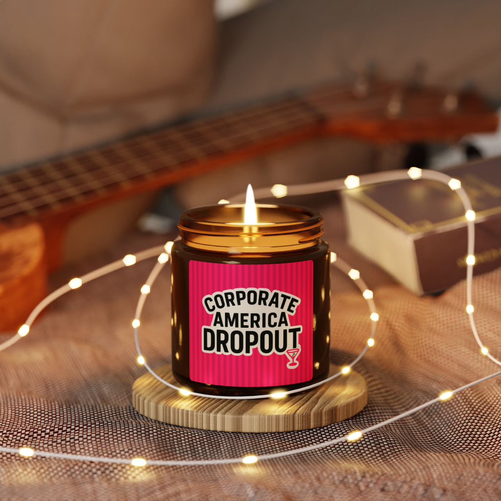 'Corporate America Dropout' Scented Soy Candle - Amber Jar (Aromatherapy Gift)