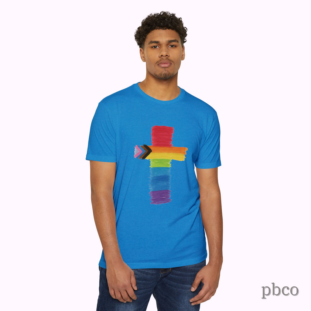 Inclusion Cross T-Shirt | Progress Pride | Affirming Faith