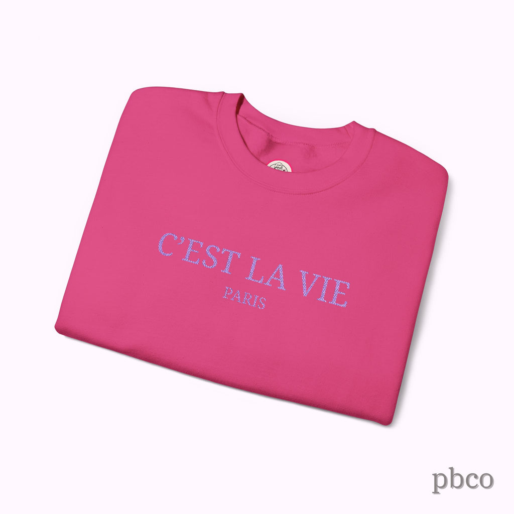 C'est La Vie Paris Crewneck Sweatshirt — Casual French Phrase Pullover