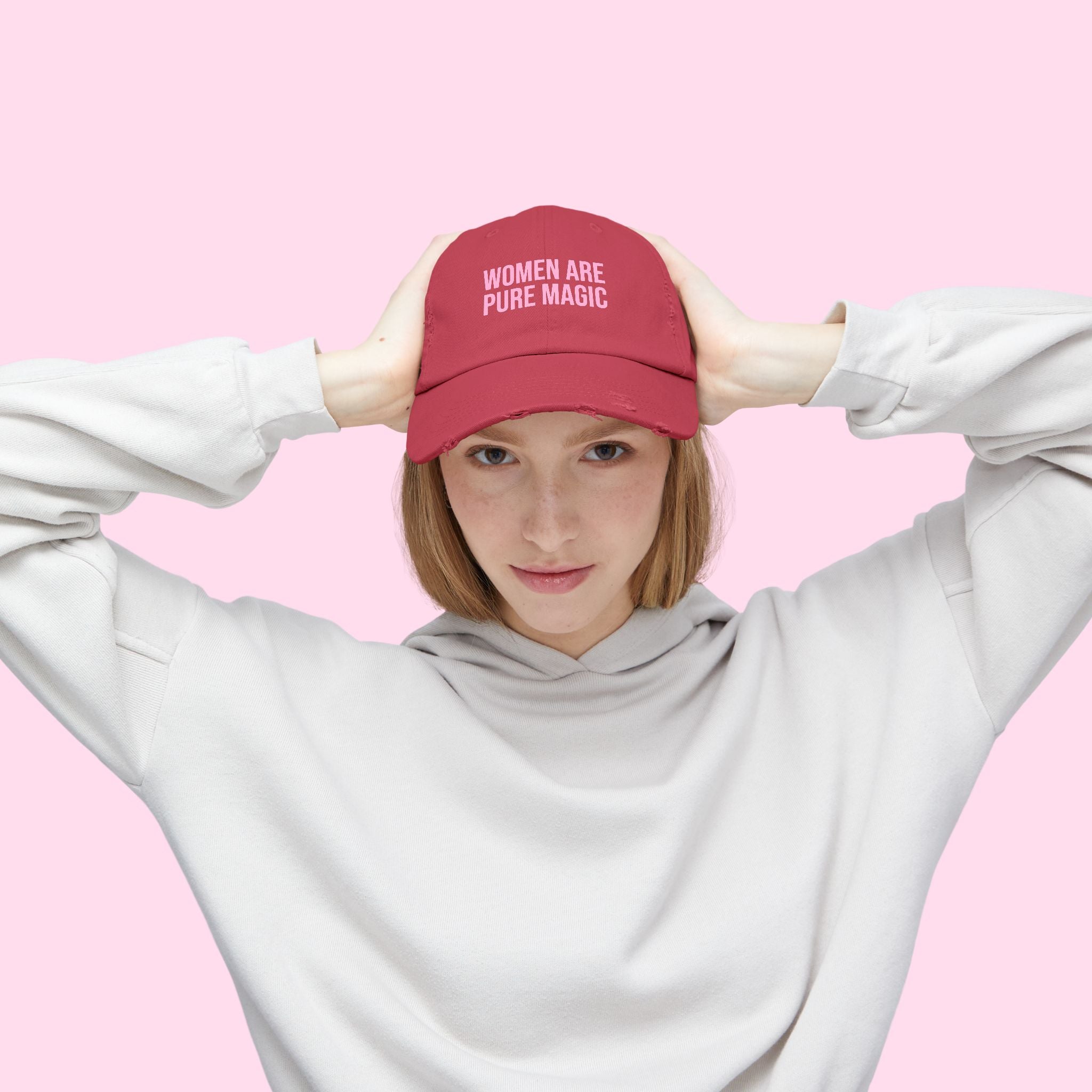'Women Are Pure Magic Hat' Distressed Vintage Cotton Cap