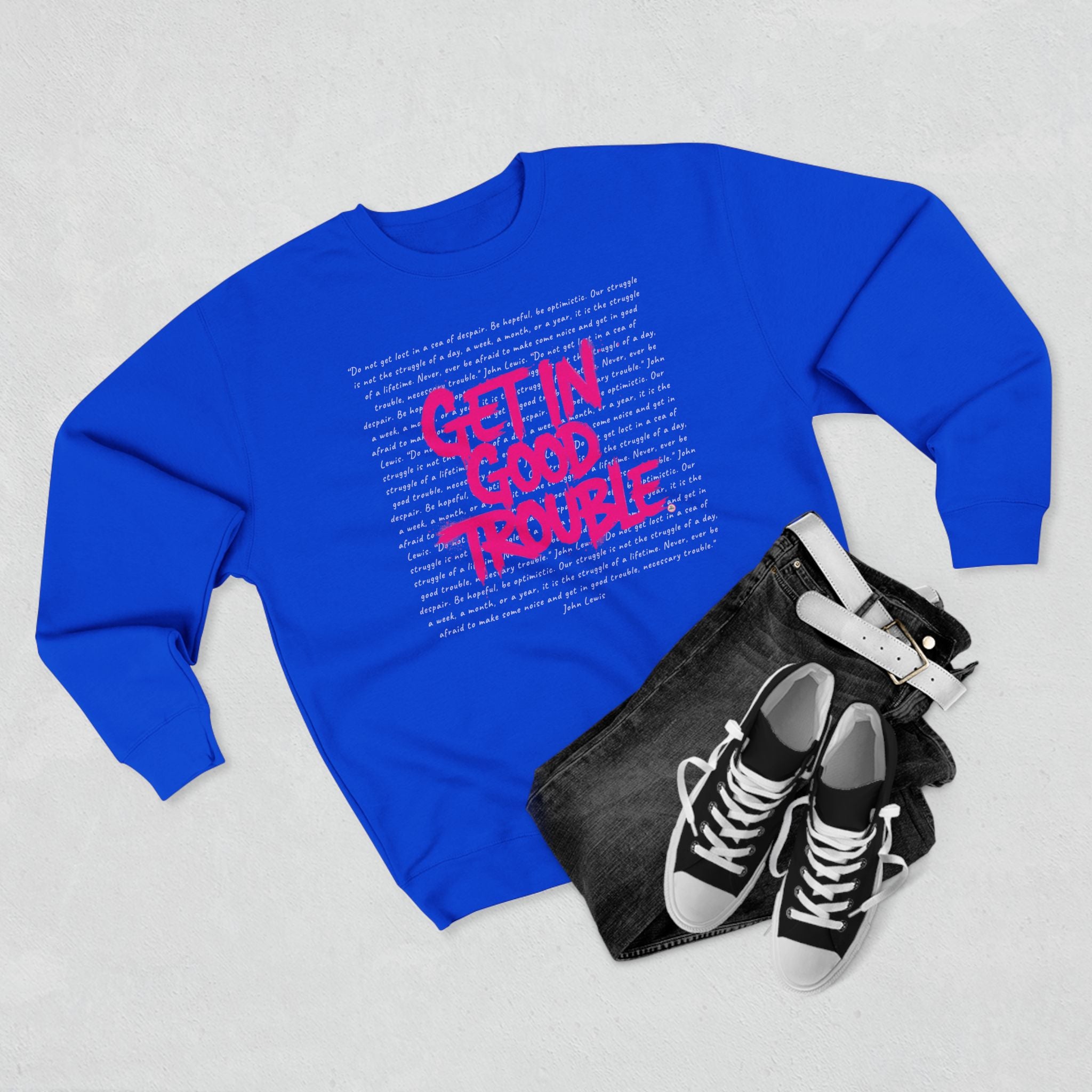 Crewneck Graphic Sweatshirt 'Get in Good Trouble'