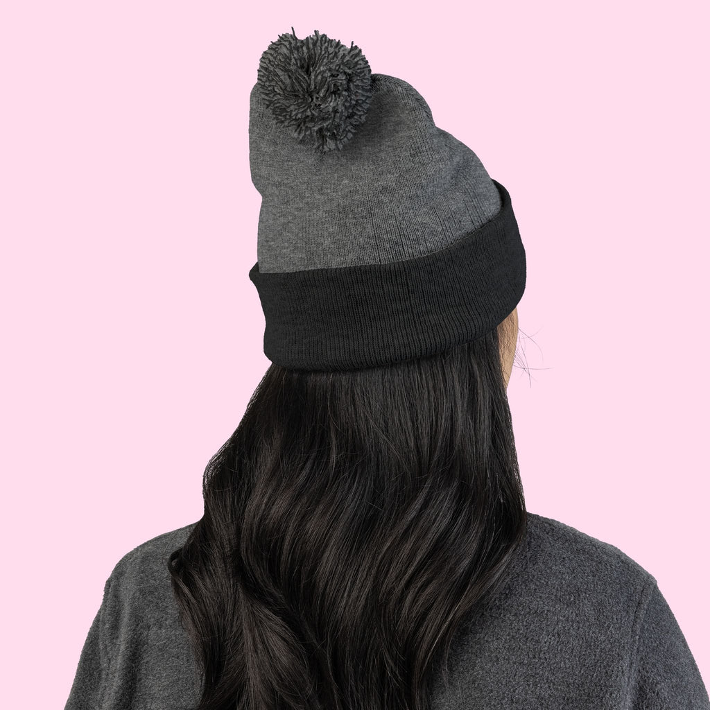 Pom-Pom Knit Cap - Embroidered 'Get in Good Trouble' Beanie
