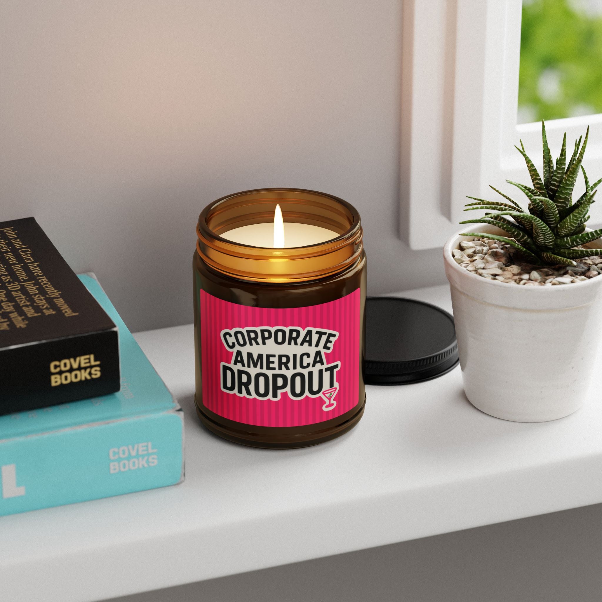 'Corporate America Dropout' Scented Soy Candle - Amber Jar (Aromatherapy Gift)
