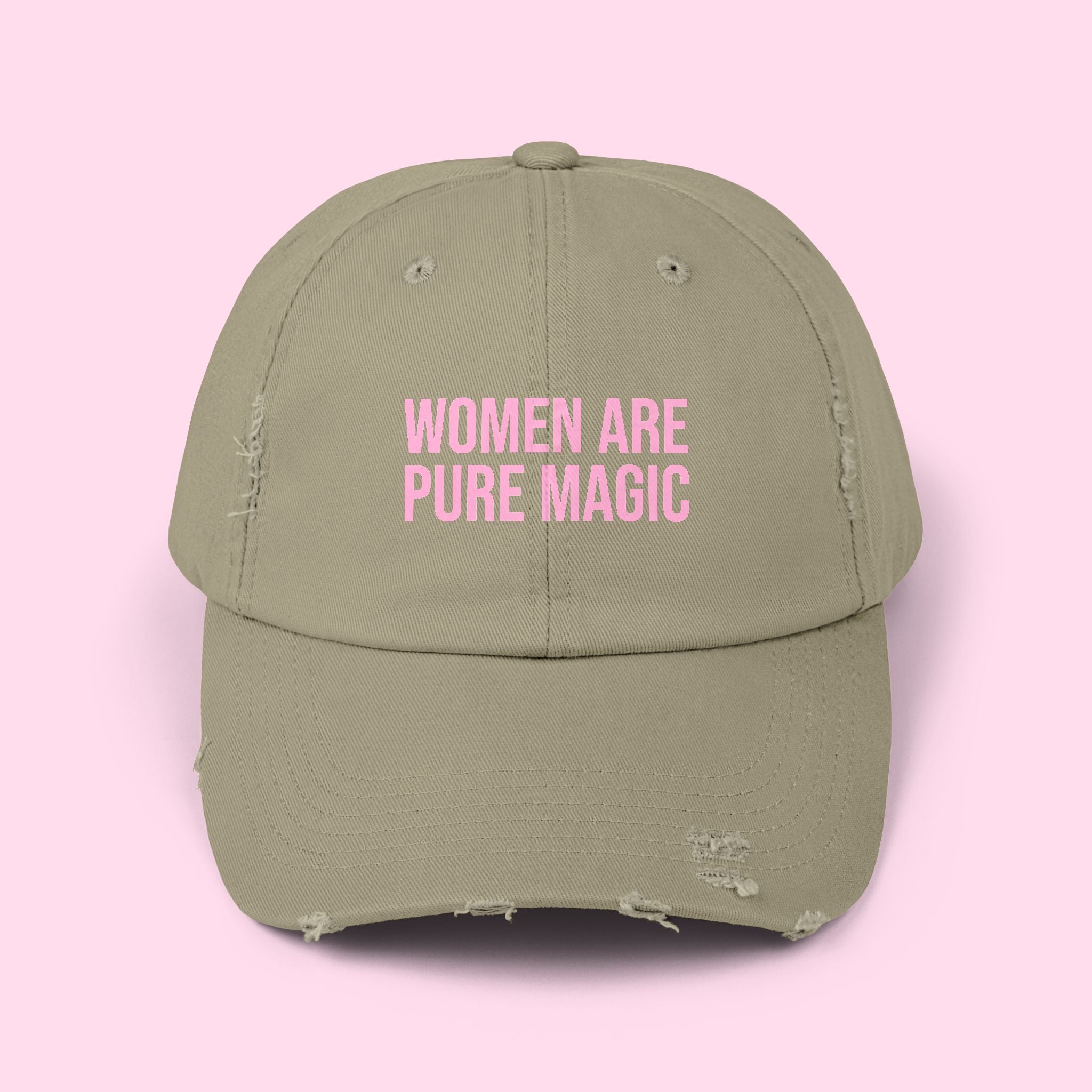'Women Are Pure Magic Hat' Distressed Vintage Cotton Cap