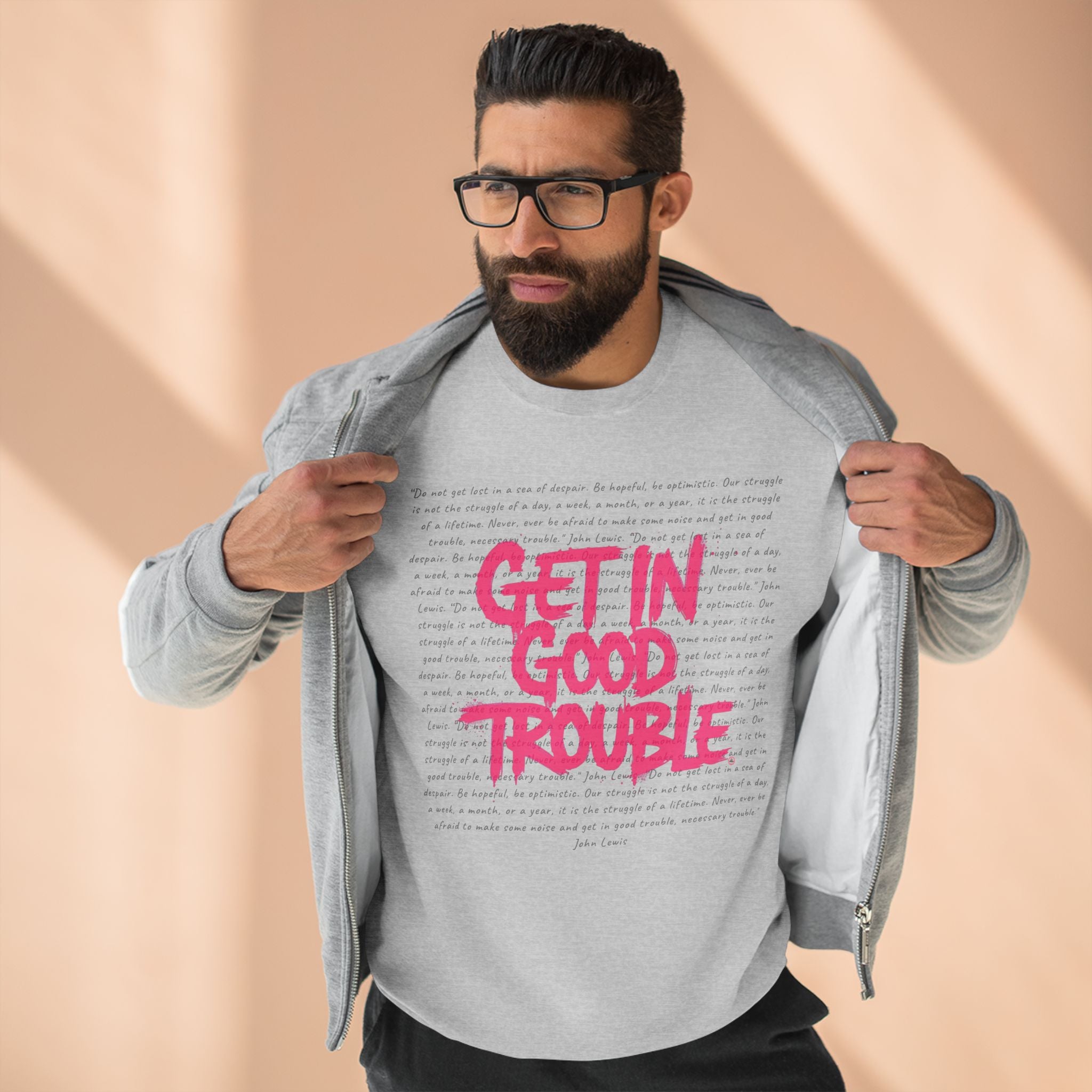Crewneck Graphic Sweatshirt 'Get in Good Trouble'