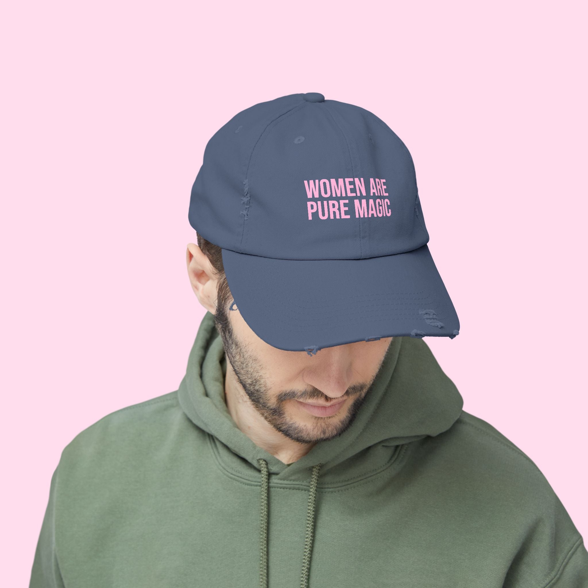 'Women Are Pure Magic Hat' Distressed Vintage Cotton Cap
