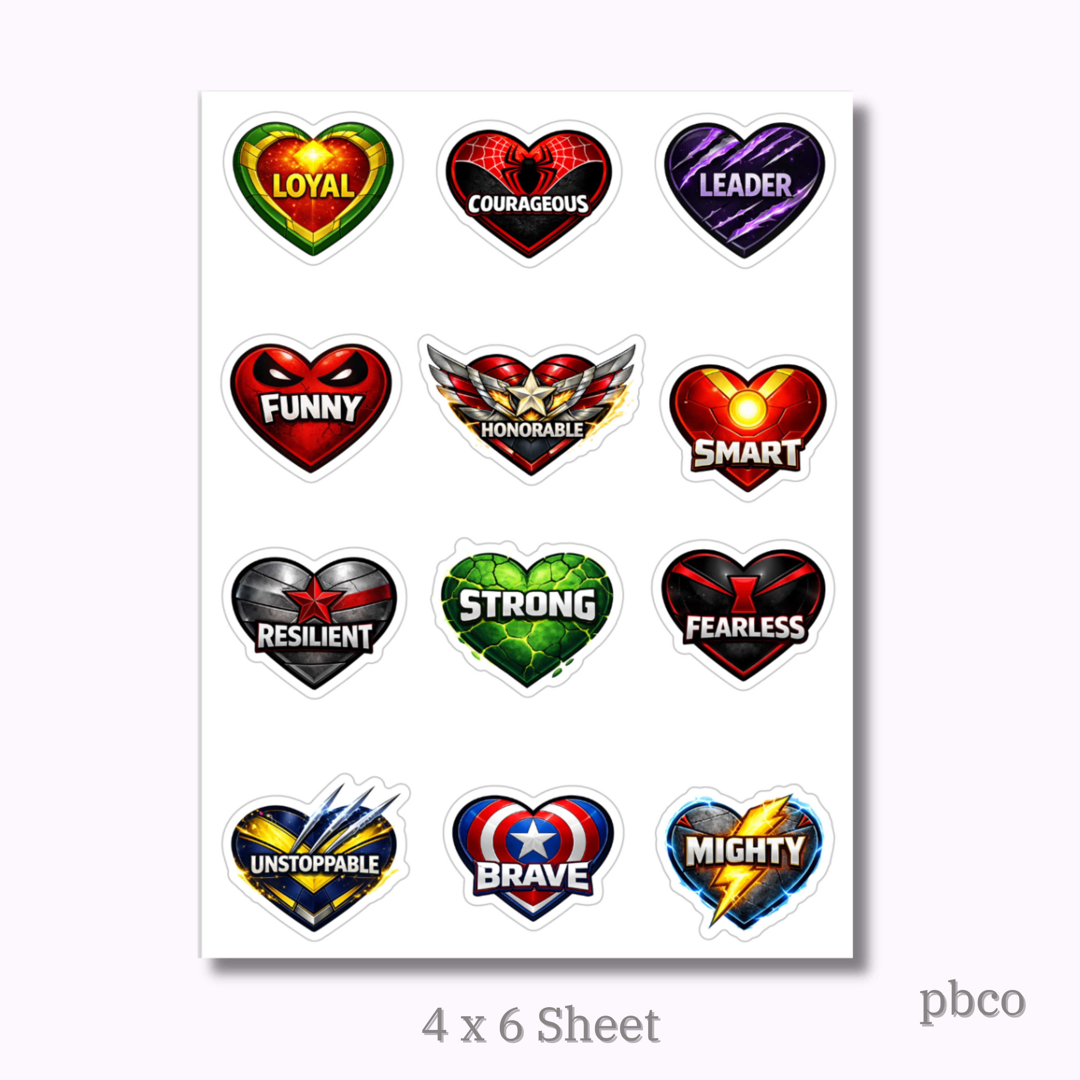 Superhero Love Sticker Sheet (4x6)
